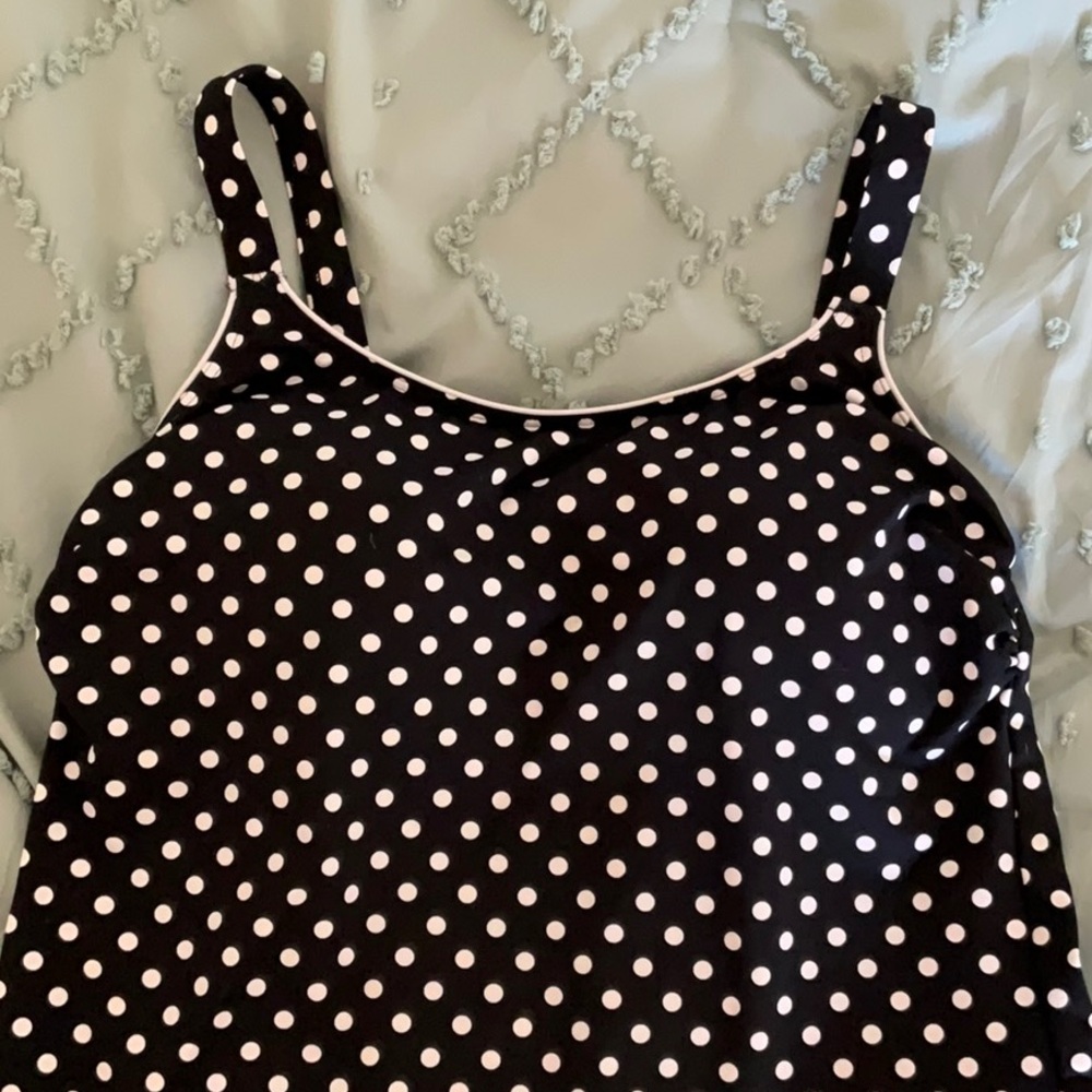 Black and White Polka Dot Tankini Top sz 10